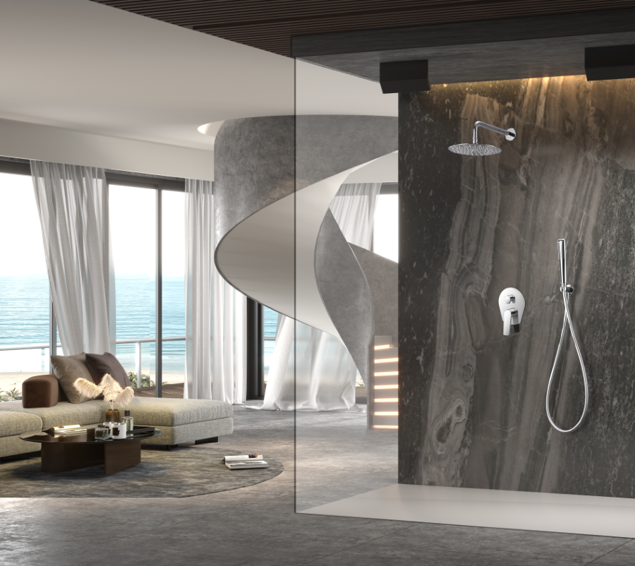 Conjunto ducha monomando empotrado pared Delos