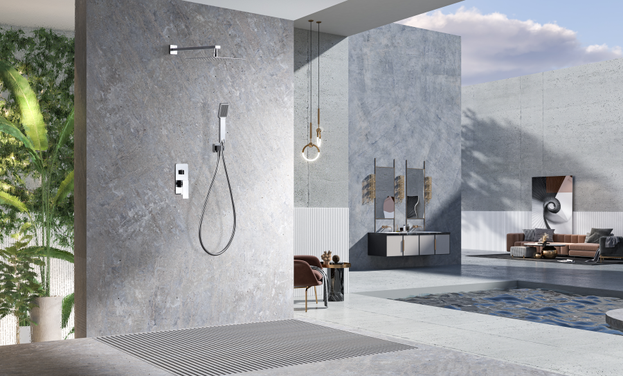 Conjunto ducha monomando empotrado pared Pisa