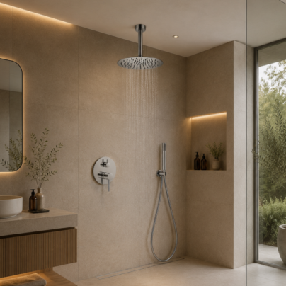 Conjunto ducha monomando empotrado techo Monza