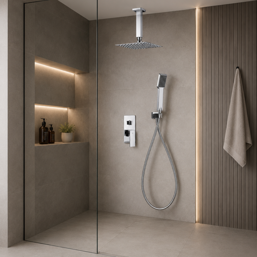 Conjunto ducha monomando empotrado techo Pisa